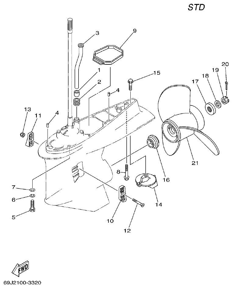 Yamaha A1 LOWER CASING. DRIVE 2 parts diagram